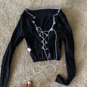 Fitted Trendy Tie Up Shirt SIZE S